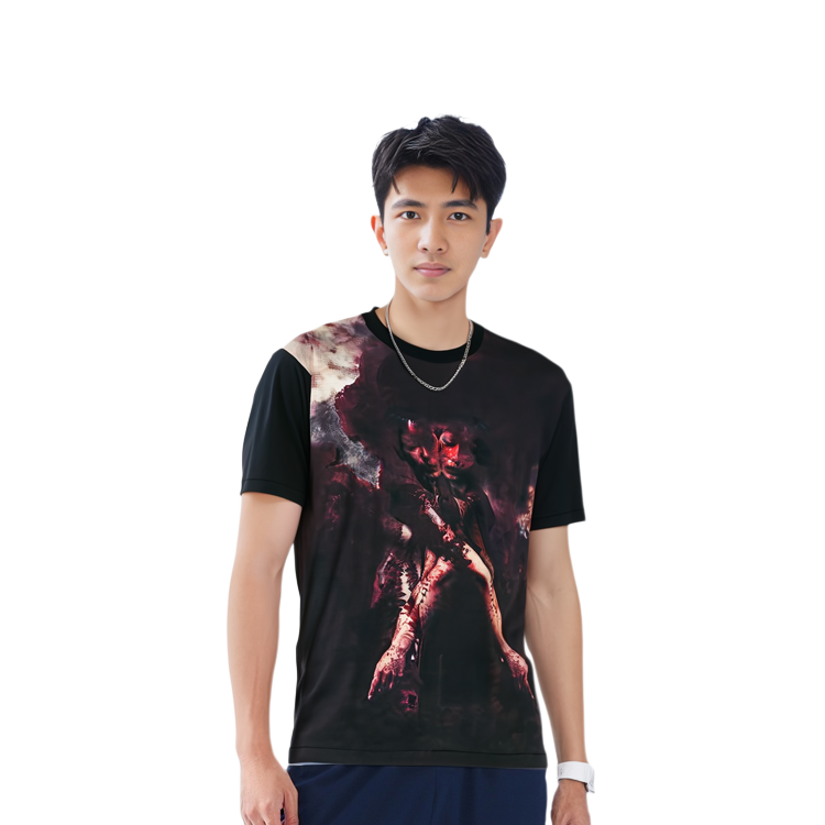 Details for Yohji Yamamoto FW22 インクジェットポートレートプリント ブラッククルーネックTシャツ HE-T73-083-1