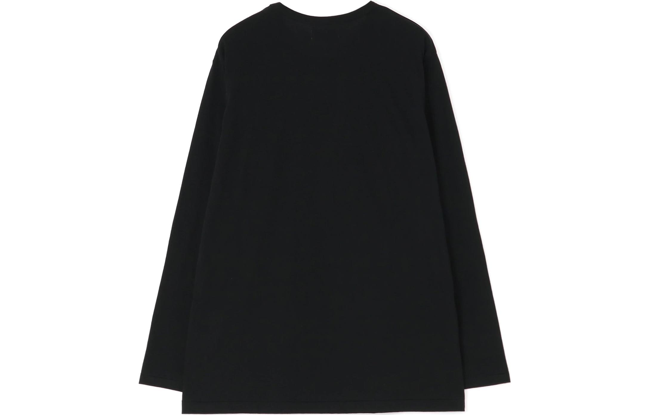 Lookbook ヨウジヤマモト FW22 ポートレートプリント クルーネック 長袖 Tシャツ ブラック HE-T74-083-2