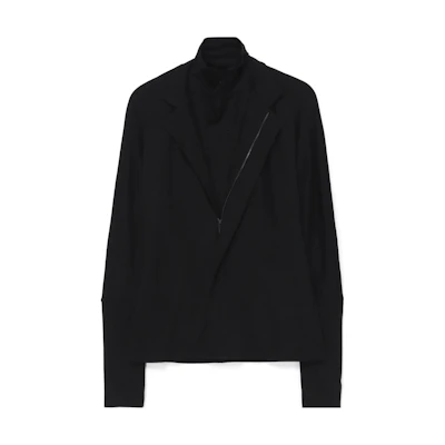 Yohji Yamamoto FW23 Dual-Zip High Neck Oversized Jacket Unisex Black FJ-T10-175-2