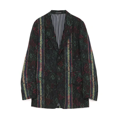 Yohji Yamamoto FW23 POUR HOMME All-Over Print Striped Jacket Black HJ-J57-404-1