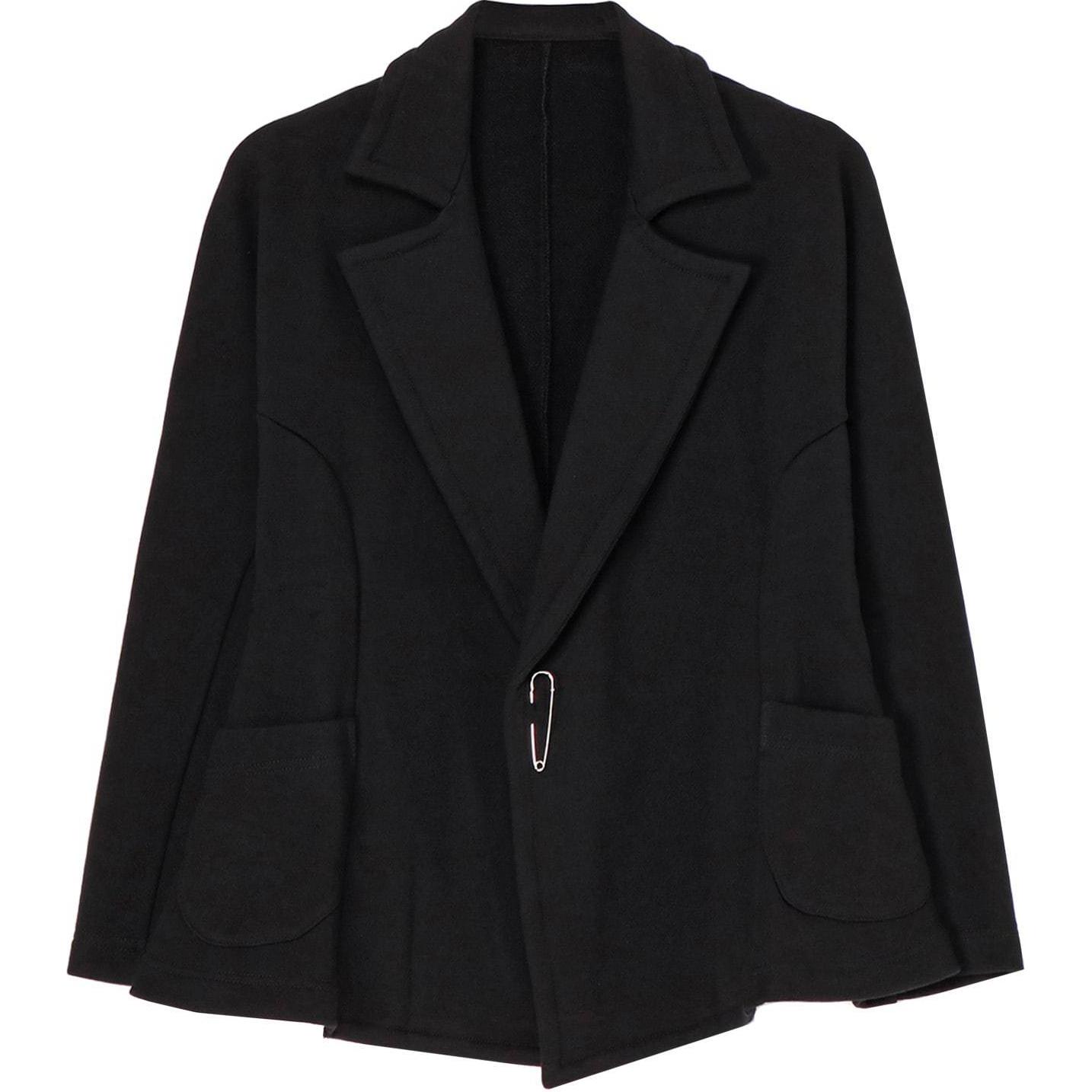 Yohji Yamamoto FW24 Black Pleated Waist Blazer Jacket Unisex Long Sleeve FO-T39-073-2
