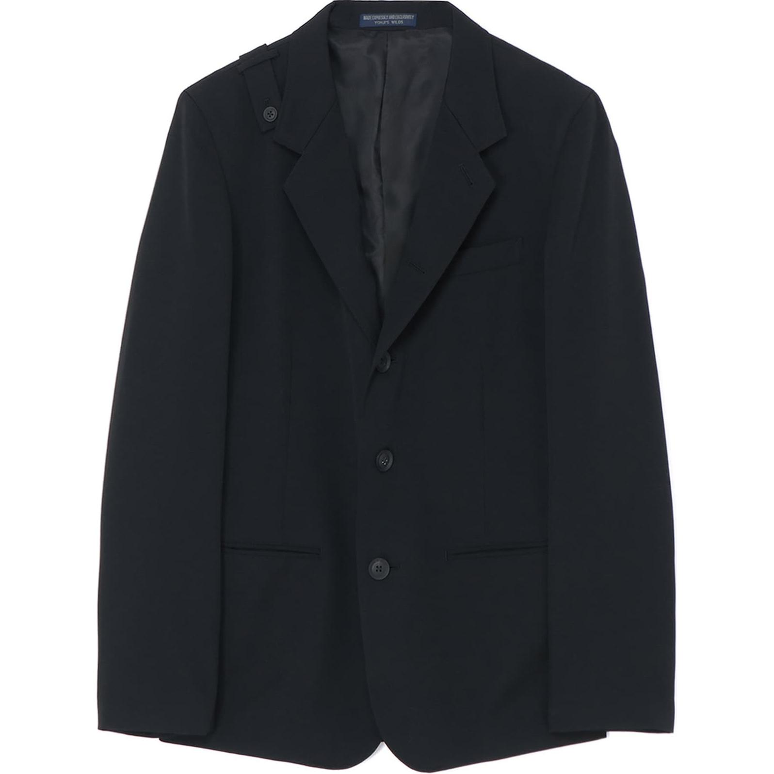 Yohji Yamamoto FW24 Black Single-Breasted Strap Detail Jacket Long Sleeve HO-J02-140-1