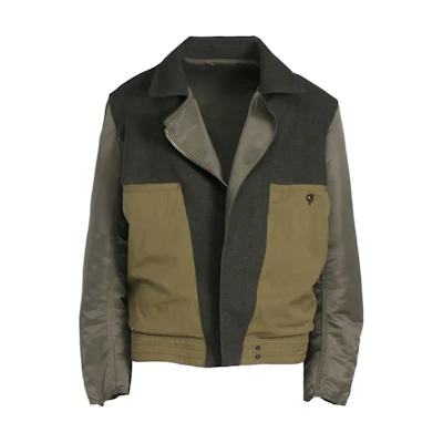 Yohji Yamamoto FW24 Ground Y Zip-Up Colorblock Jacket Unisex Khaki Green GO-J14-808-1