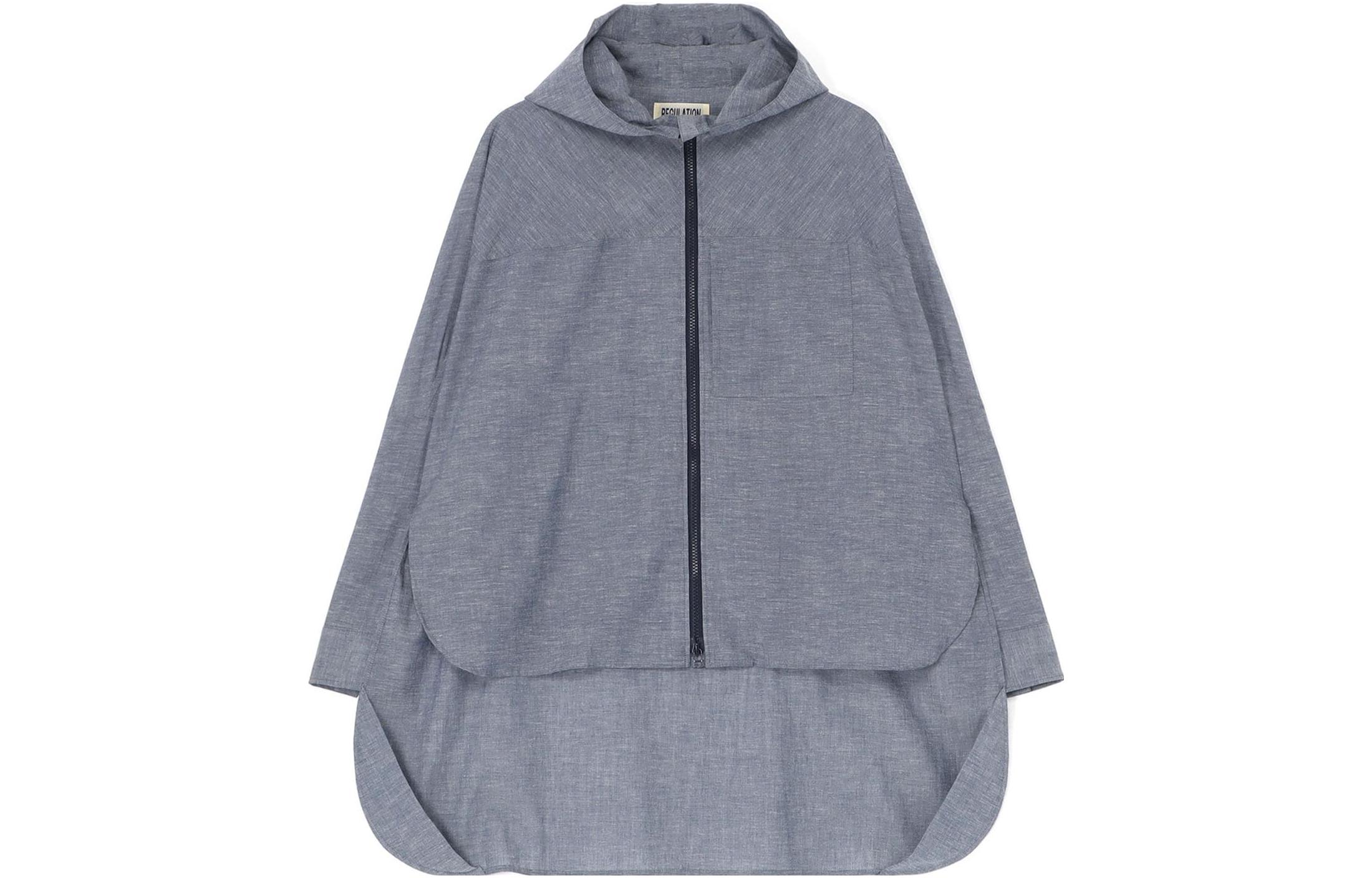 Yohji Yamamoto Grey Solid Color Zip-Up Hoodie Jacket Unisex FU-B54-007-1