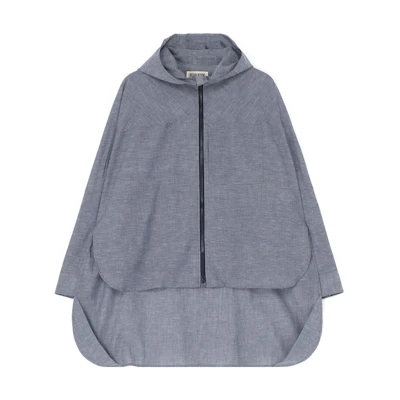 Yohji Yamamoto Grey Solid Color Zip-Up Hoodie Jacket Unisex FU-B54-007-1