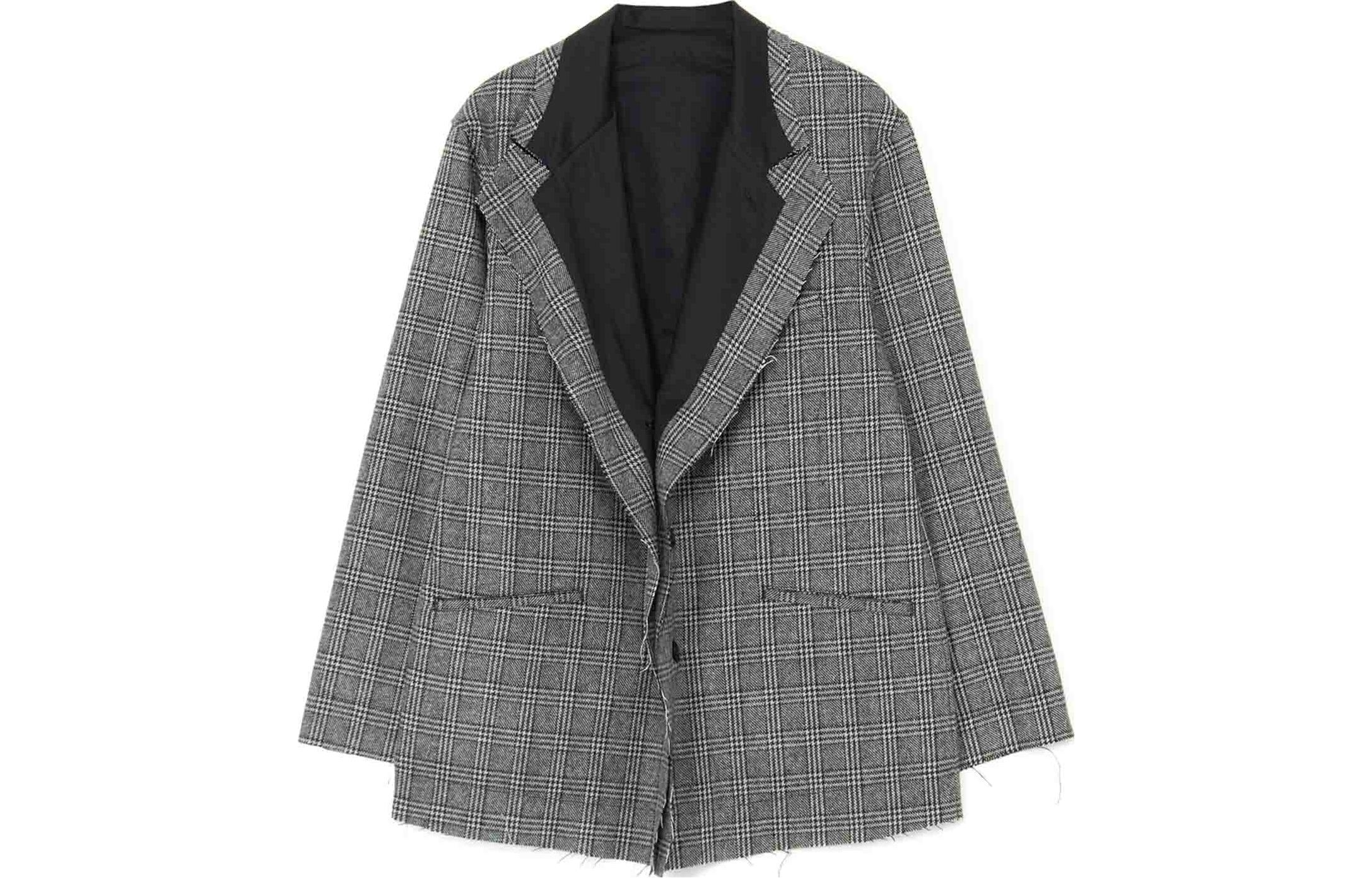 Yohji Yamamoto Grid Single-Breasted Reversible Long Sleeve Jacket Unisex UV-J08-108-1-03