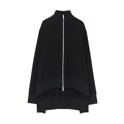 Yohji Yamamoto Ground Y Black Crepe Loose-Fit Jacket with Zipper Unisex GA-J08-500-1