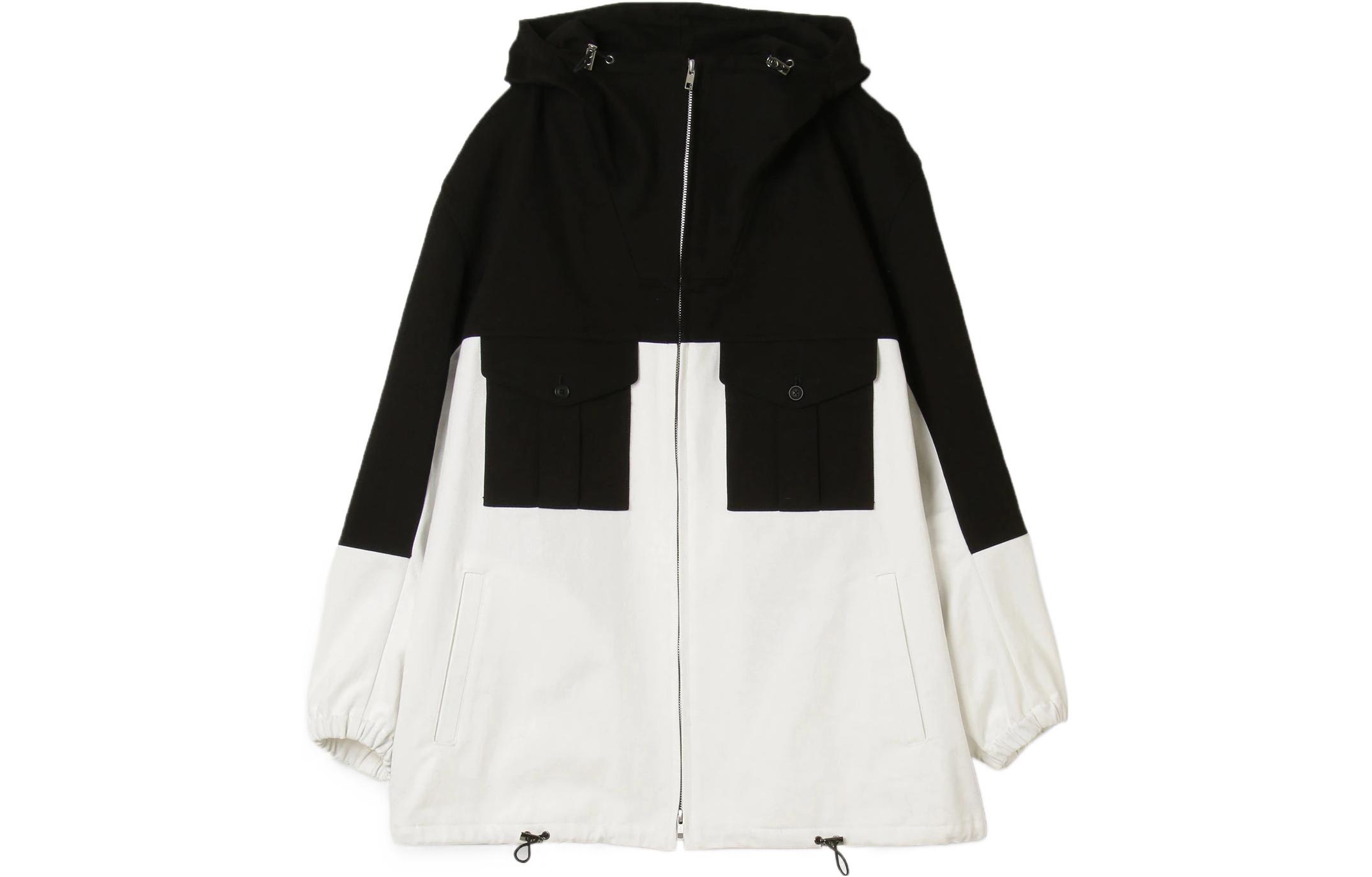 Yohji Yamamoto Ground Y FW22 Colorblock Cotton Hooded Jacket Unisex Black GE-J03-802-1