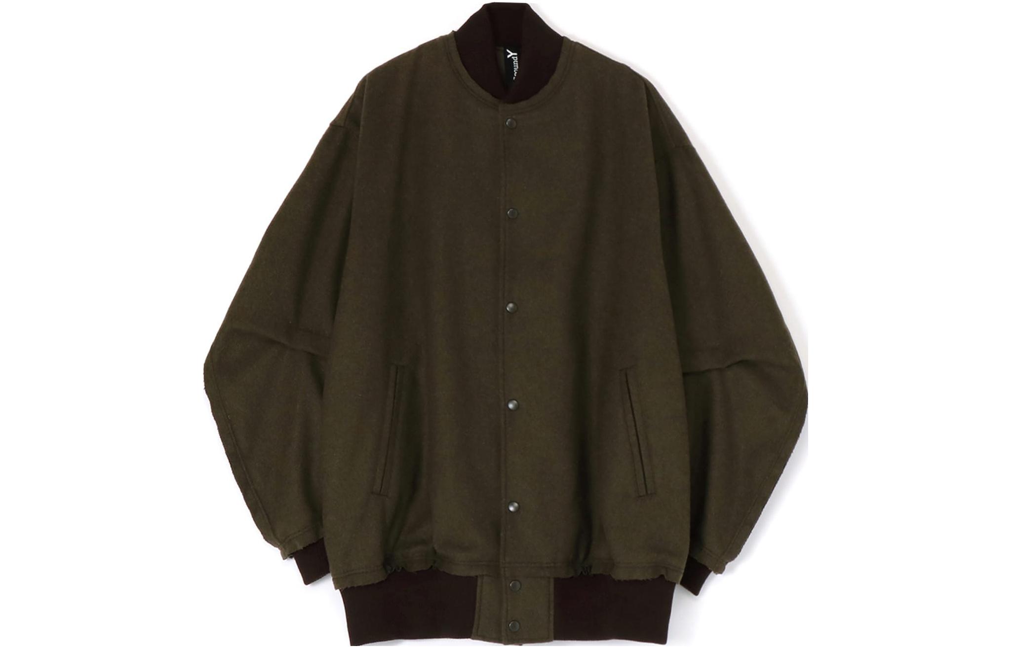 Yohji Yamamoto Ground Y FW23 Contrast Collar Buttoned Long Sleeve Jacket Khaki Unisex GJ-J07-102-1
