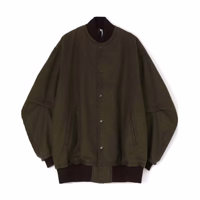 Yohji Yamamoto Ground Y FW23 Contrast Collar Buttoned Long Sleeve Jacket Khaki Unisex GJ-J07-102-1