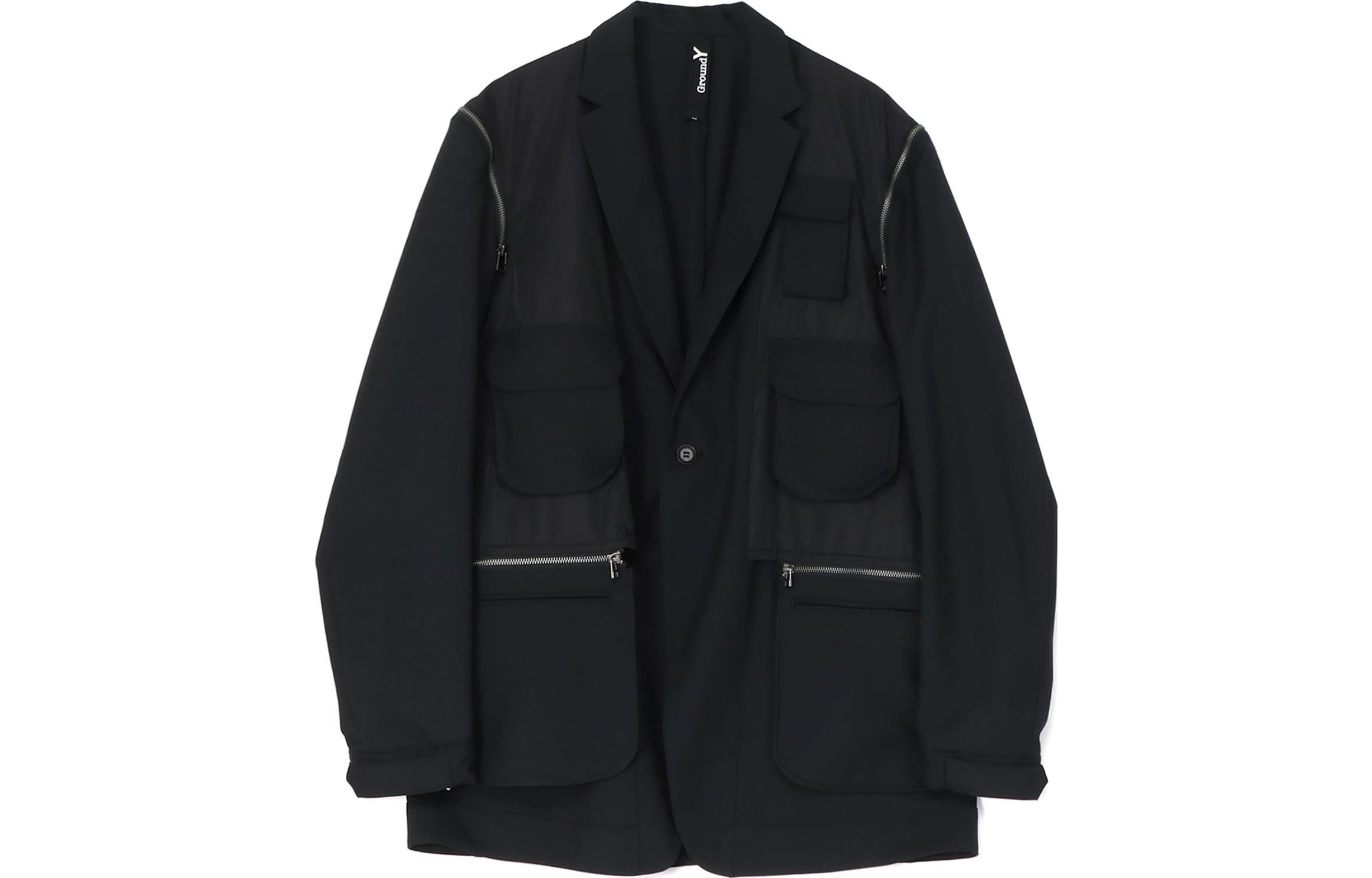 Yohji Yamamoto Ground Y FW23 Detachable Sleeve Solid Jacket Unisex Black GJ-J03-100-1