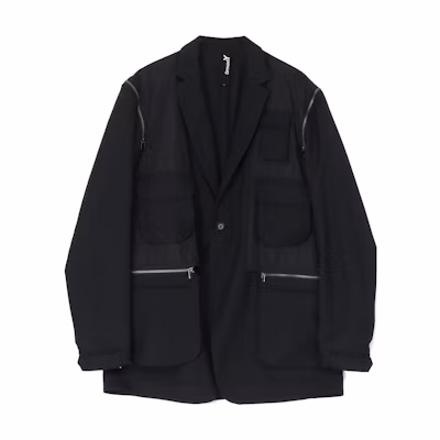 Yohji Yamamoto Ground Y FW23 Detachable Sleeve Solid Jacket Unisex Black GJ-J03-100-1