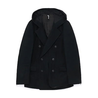 Yohji Yamamoto Ground Y FW23 Double-Breasted Hooded Jacket Unisex Black GJ-C09-102-2