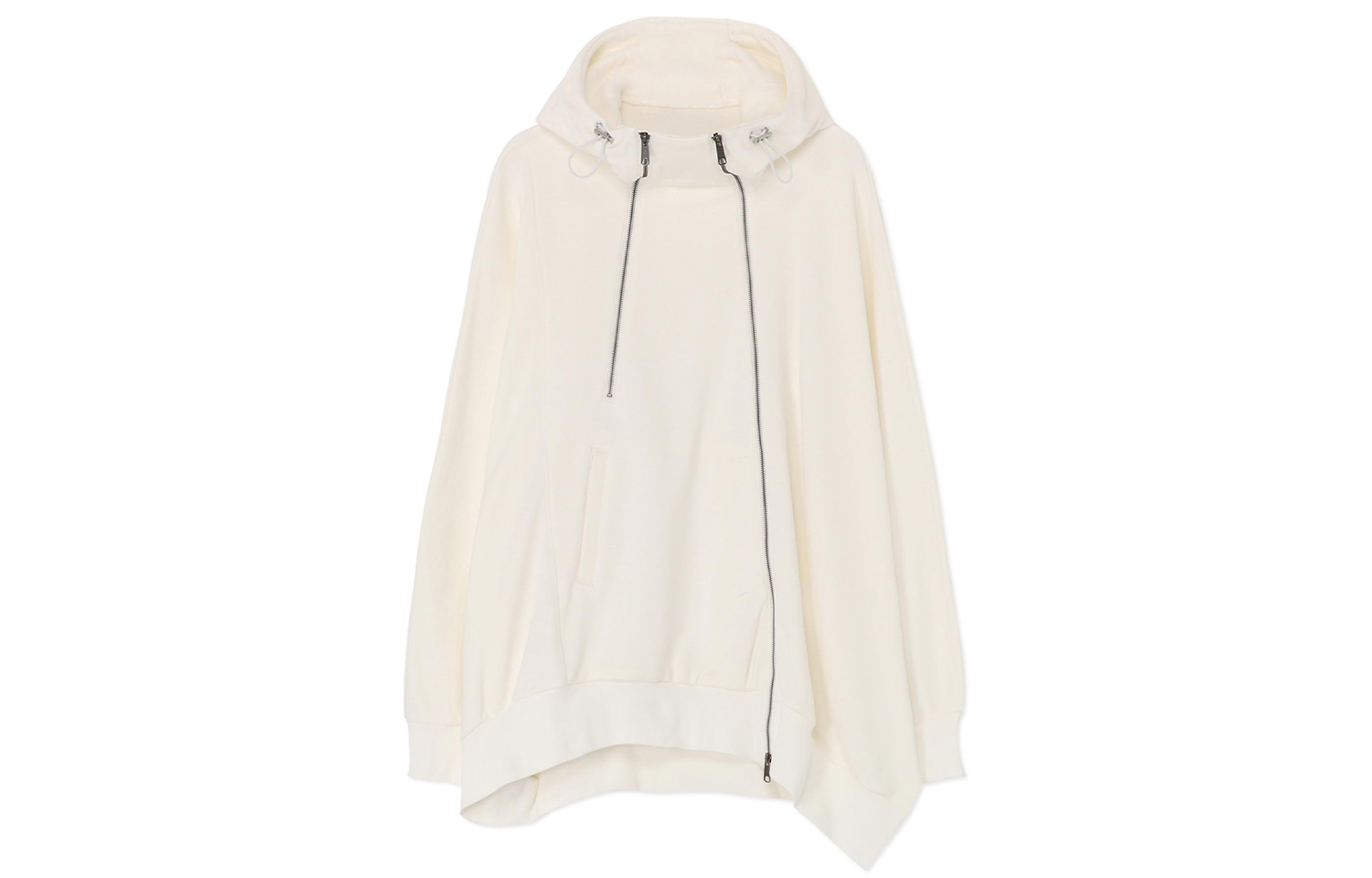 Yohji Yamamoto Ground Y FW23 Fleece-Lined Double-Zip Hoodie Unisex White GJ-T04-032-1