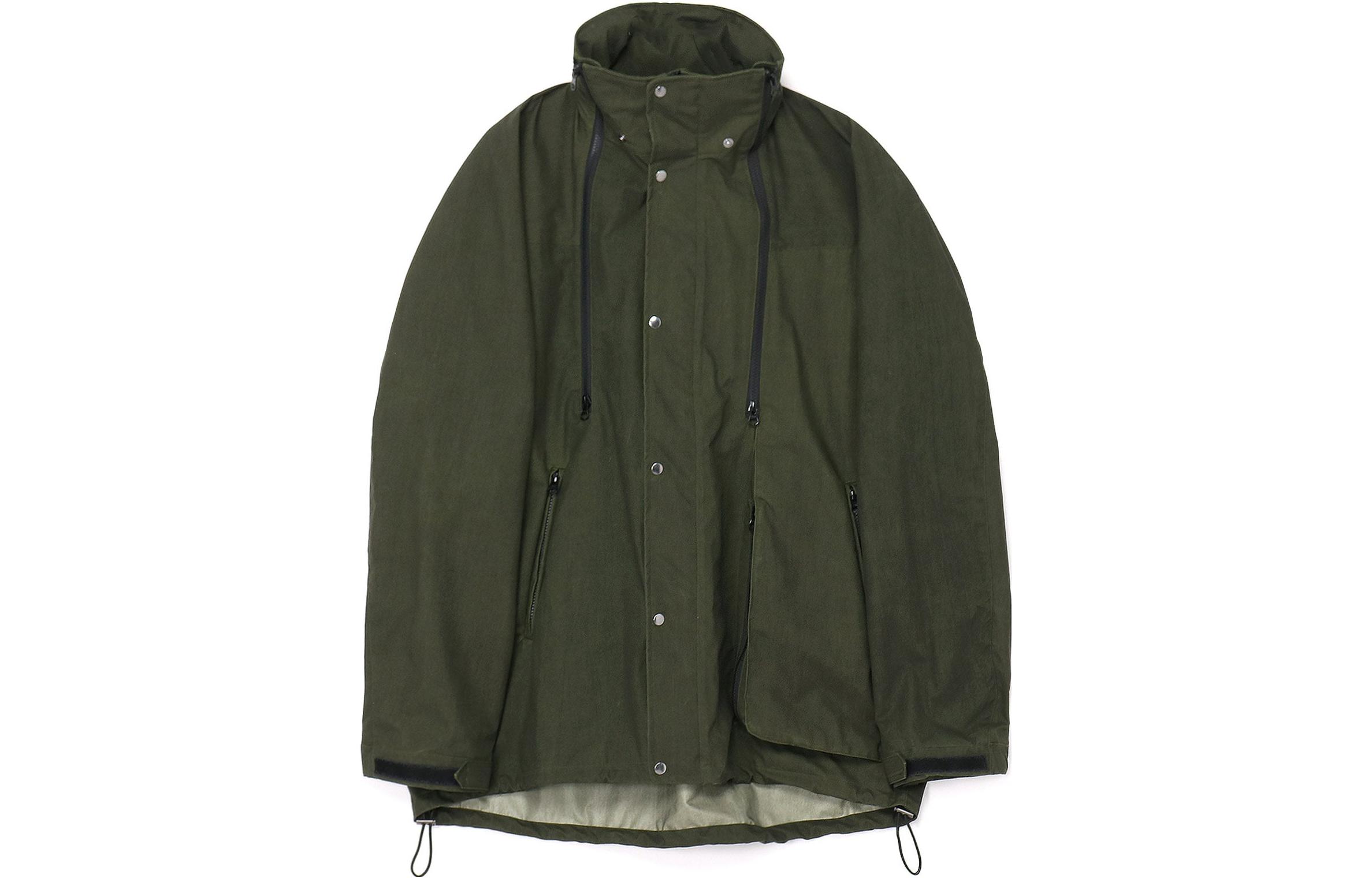 Yohji Yamamoto Ground Y FW23 High-Neck Jacket Military Green Unisex Zip Drawstring GJ-J04-501-1