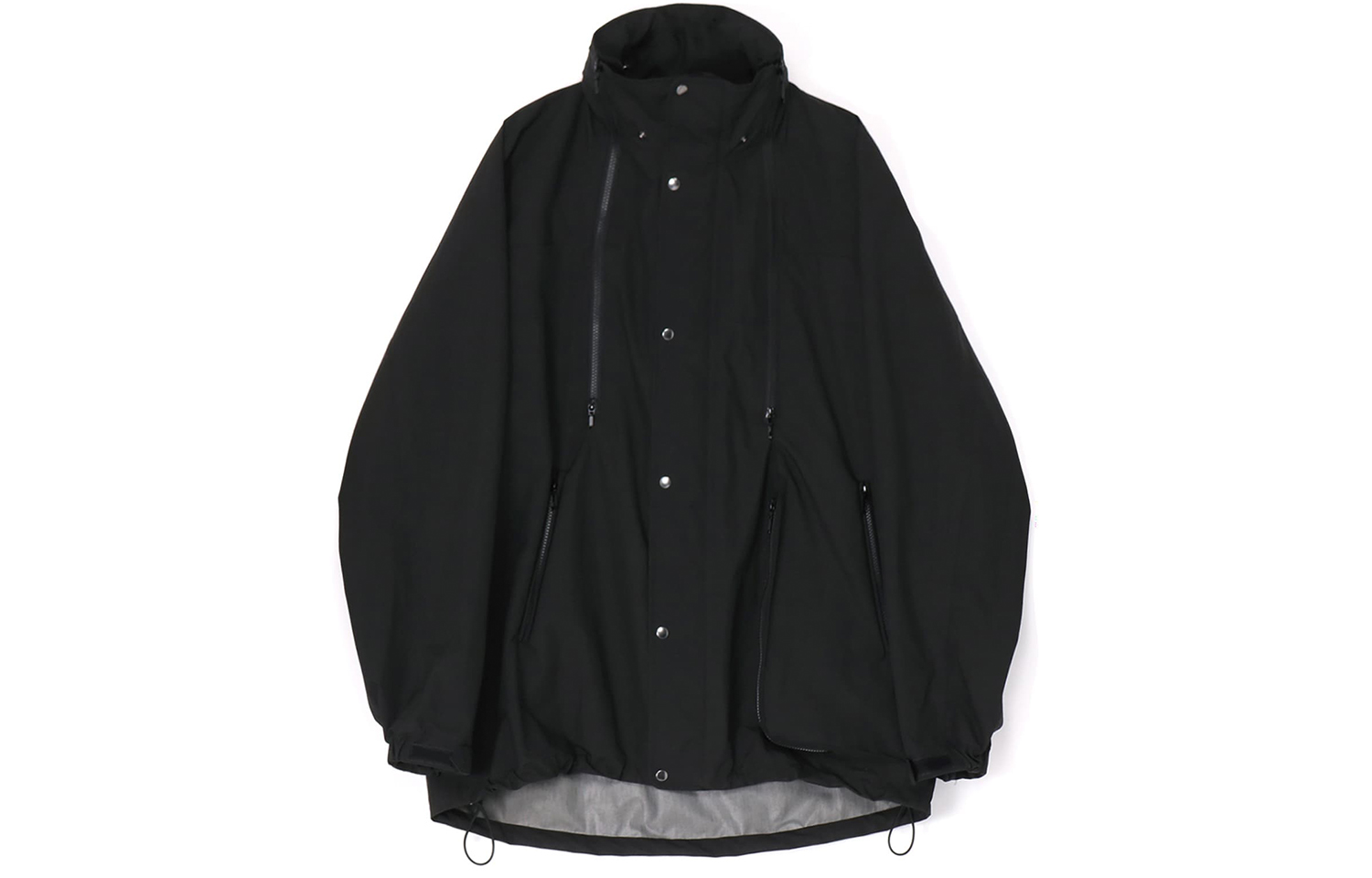 Yohji Yamamoto Ground Y FW23 Triple-Layer Zip Drawstring Jacket Unisex Black GJ-J04-501-2