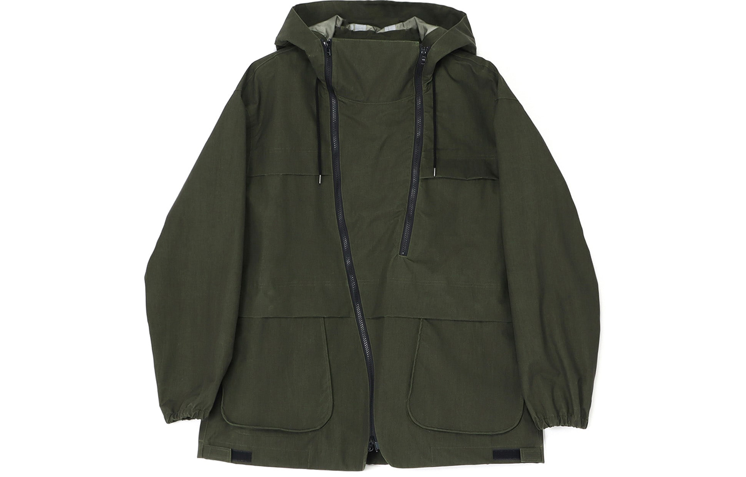 Yohji Yamamoto Ground Y FW23 Triple-Layered Zip-Up Hoodie Jacket Unisex Army Green GJ-J02-501-1