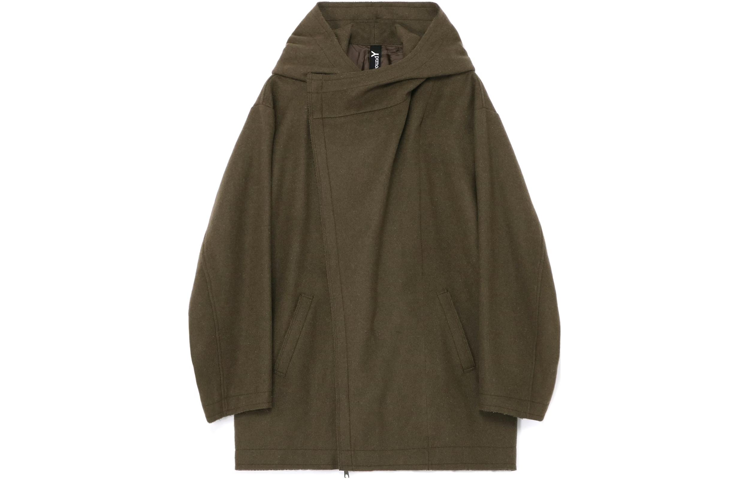 Yohji Yamamoto Ground Y FW23 Unisex Khaki Solid Color Hoodie Jacket GJ-J08-102-1