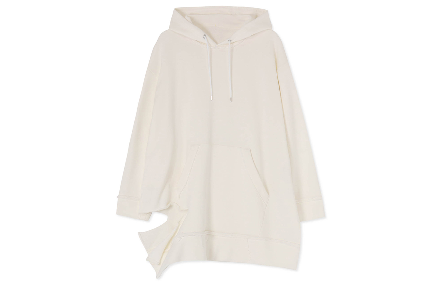 Yohji Yamamoto Ground Y FW23 White Hoodie Unisex with Hem Slit Design GJ-T07-032-1