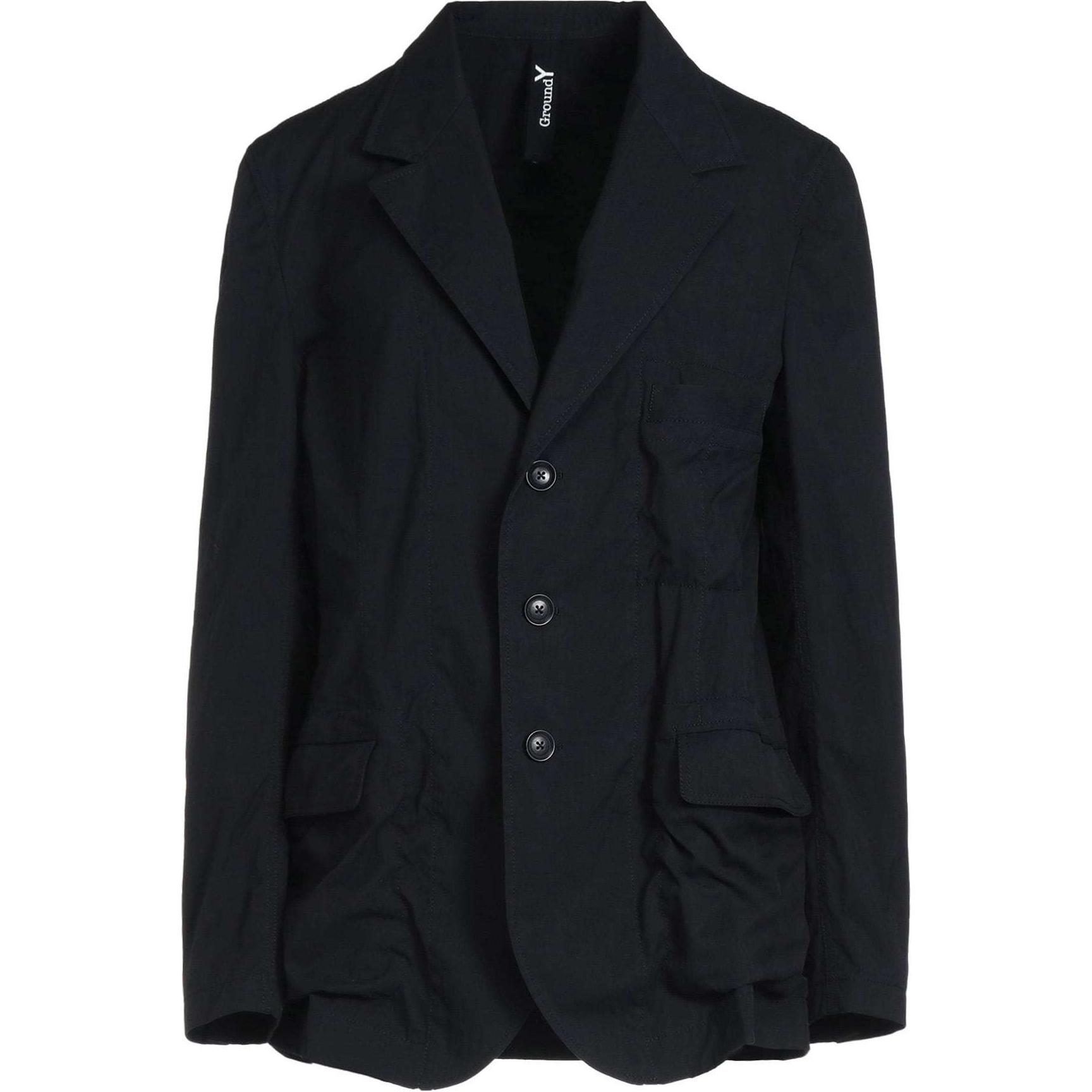 Yohji Yamamoto Ground Y FW24 Unisex Black Minimalist Button-Up Jacket GO-J12-813-2