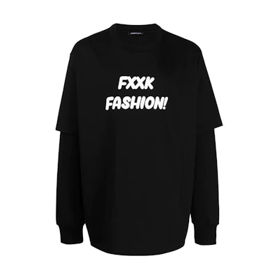 Yohji Yamamoto Ground Y SS23 Letter Print Oversized Crewneck Sweatshirt Black GZ-TE0-16B