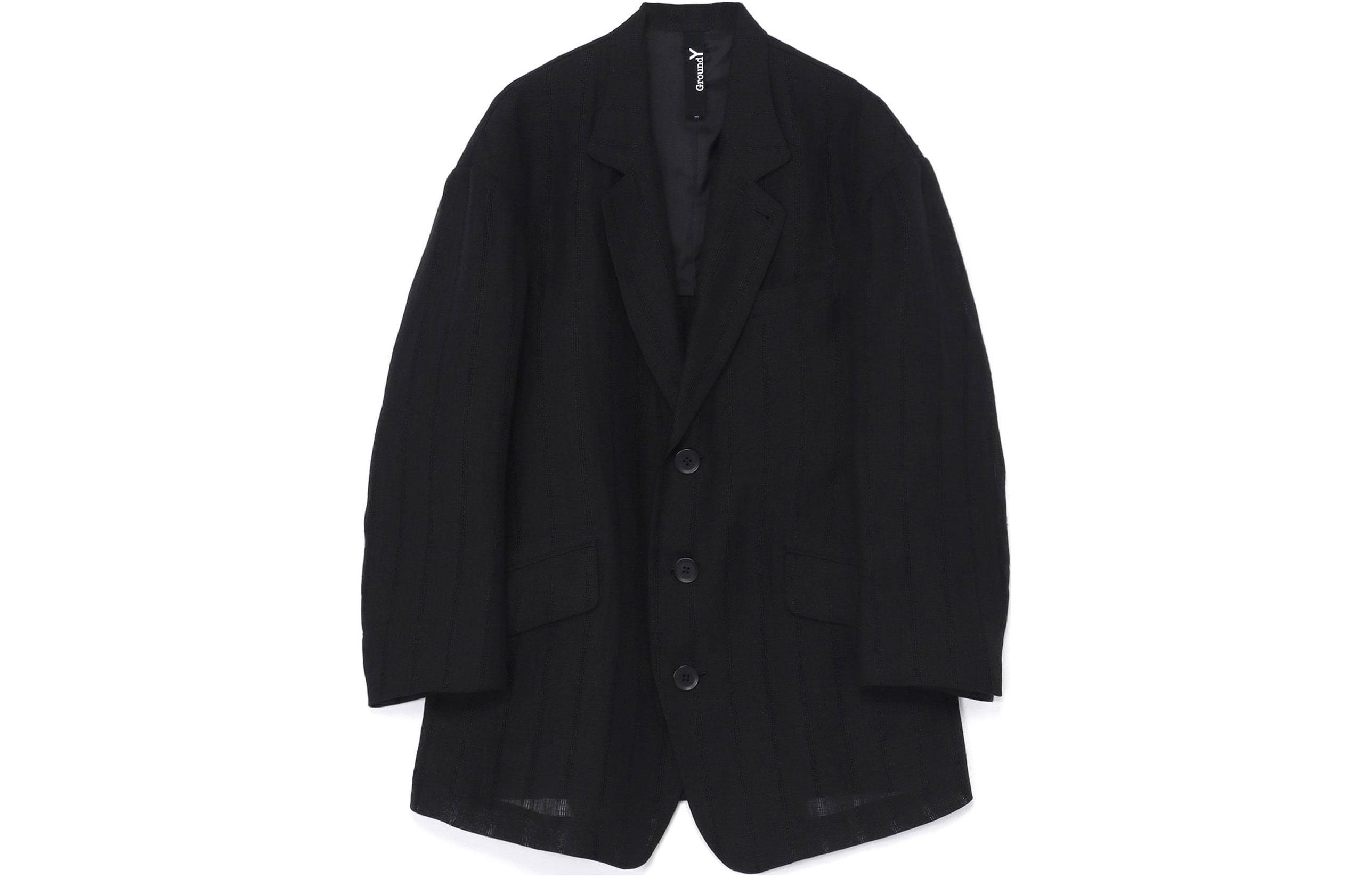 Yohji Yamamoto Ground Y SS24 Black Unisex Loose Button-Up Jacket GS-J08-301-1