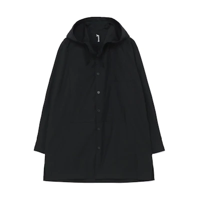 Yohji Yamamoto Ground Y SS24 Black Unisex Solid Button-Up Long Sleeve Hooded Jacket GS-B03-001-2
