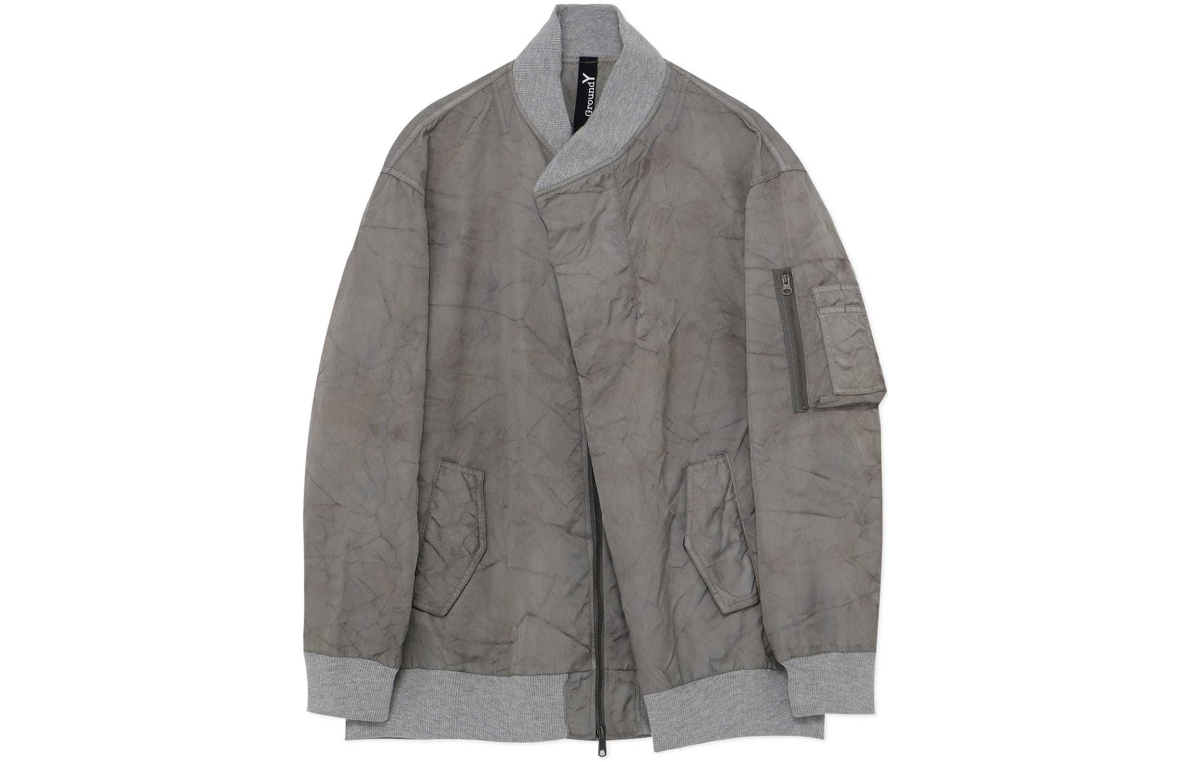 Yohji Yamamoto Ground Y SS24 Grey Cross-Front Long Sleeve Jacket Unisex GS-J03-600-1