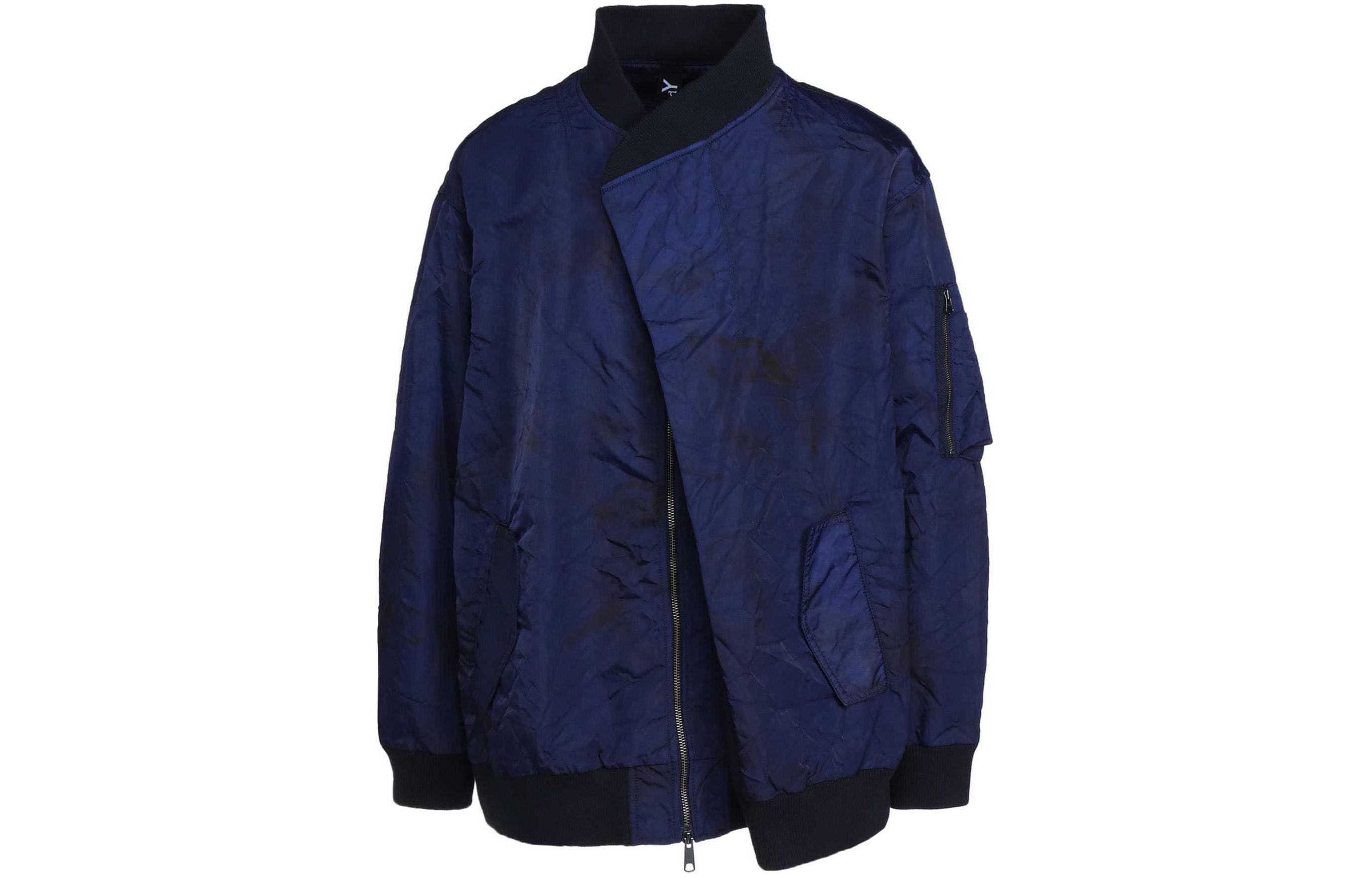 Yohji Yamamoto Ground Y SS24 Navy Blue Cross-Zip Long-Sleeve Jacket Unisex GS-J03-600-3