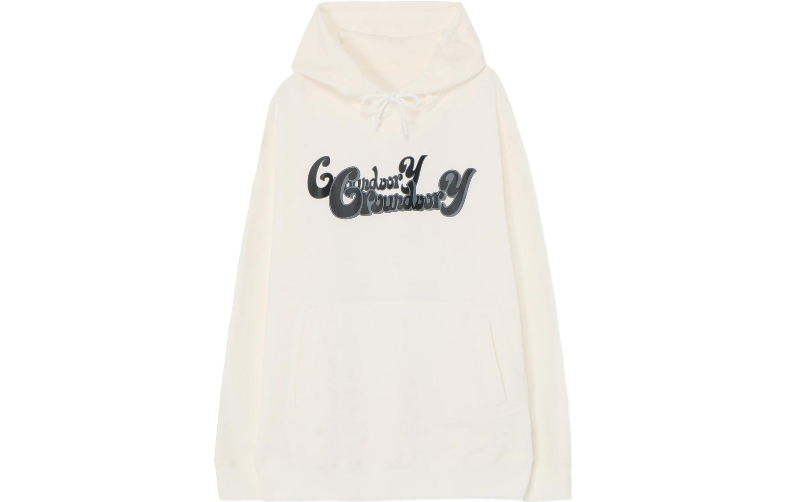 Yohji Yamamoto Ground Y White Hoodie with Letter Print Unisex Casual Wear GJ-T52-071-1