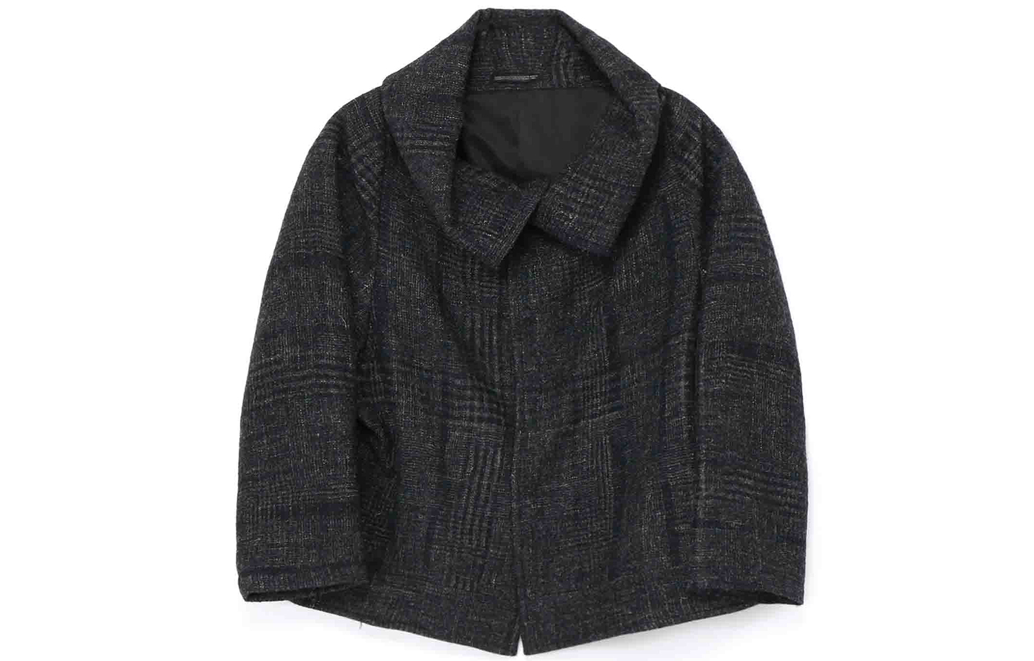 Yohji Yamamoto Jacquard Plaid Long Sleeve Jacket Unisex Black Grey FJ-J26-129-1