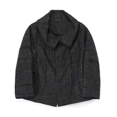 Yohji Yamamoto Jacquard Plaid Long Sleeve Jacket Unisex Black Grey FJ-J26-129-1