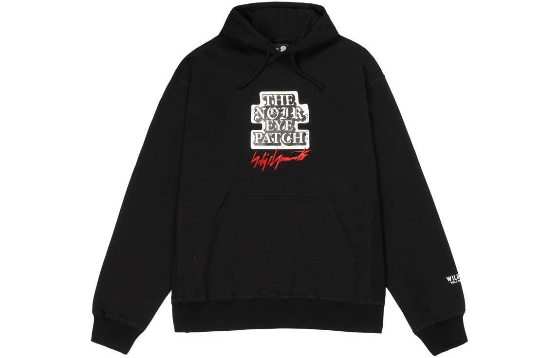 Yohji Yamamoto Letter Print Hoodie Unisex Black Long Sleeve SZ-T04-020-1