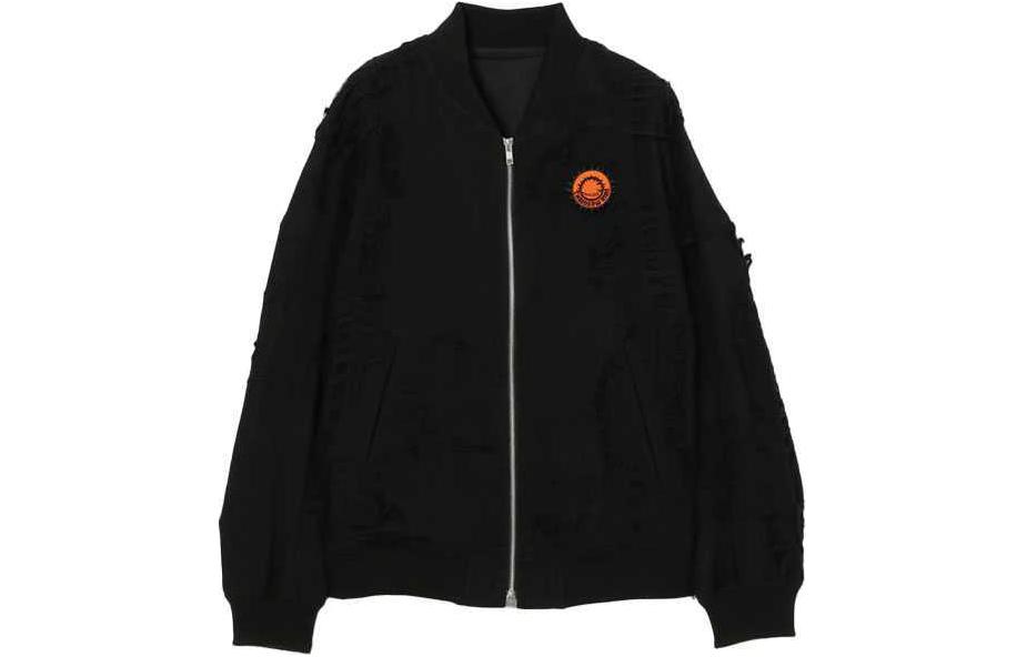 Yohji Yamamoto Logo Zip V-Neck Long Sleeve Jacket Black Mens GF-J01-104-1