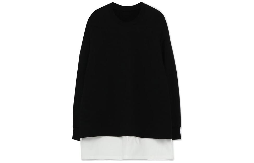 Yohji Yamamoto Loose Fit Patchwork Crewneck Long Sleeve Sweatshirt Black YX-B12-011-4