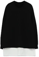 Yohji Yamamoto Loose Fit Patchwork Crewneck Long Sleeve Sweatshirt Black YX-B12-011-4 Yohji Yamamoto Loose Fit Patchwork Crewneck Long Sleeve Sweatshirt Black YX-B12-011-4