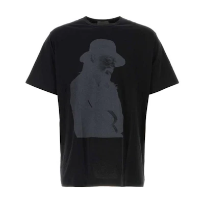 Yohji Yamamoto Men’s Black Crew Neck Graphic Print Slim Fit T-Shirt HS-T99-988-1