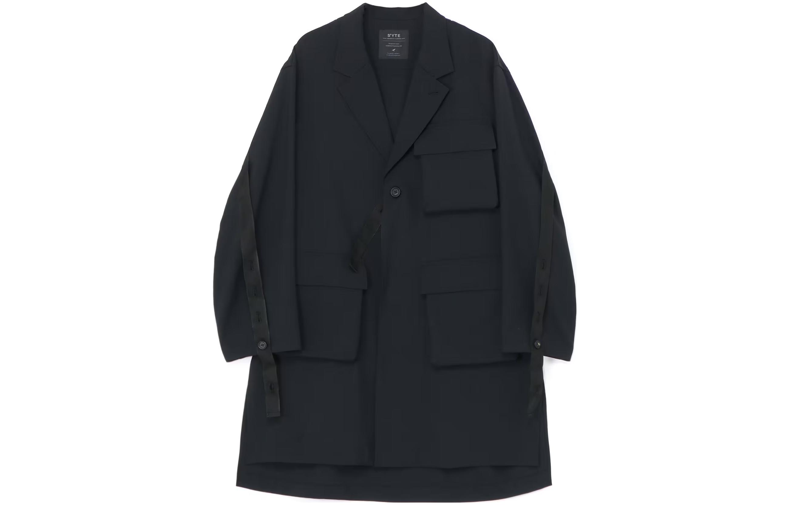 Yohji Yamamoto Multi-Pocket Twill Long Blazer Jacket Unisex Black UI-J02-904-1-03