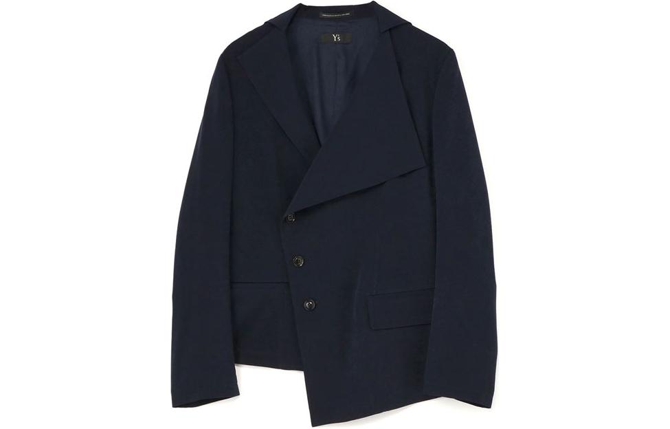 Yohji Yamamoto Navy Blue Asymmetric Button Slim Fit Jacket Men YR-J05-500-1