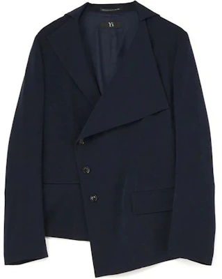 Yohji Yamamoto Jaket Slim Fit Lelaki Butang Asimetrik Biru Navy YR-J05-500-1 Buy Yohji Yamamoto Jaket Slim Fit Lelaki Butang Asimetrik Biru Navy YR-J05-500-1