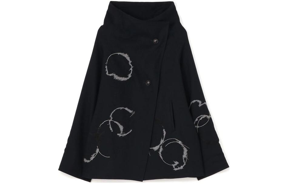 Yohji Yamamoto Navy Blue Graphic Print Hooded Button-Up Jacket YK-J06-123-1-02