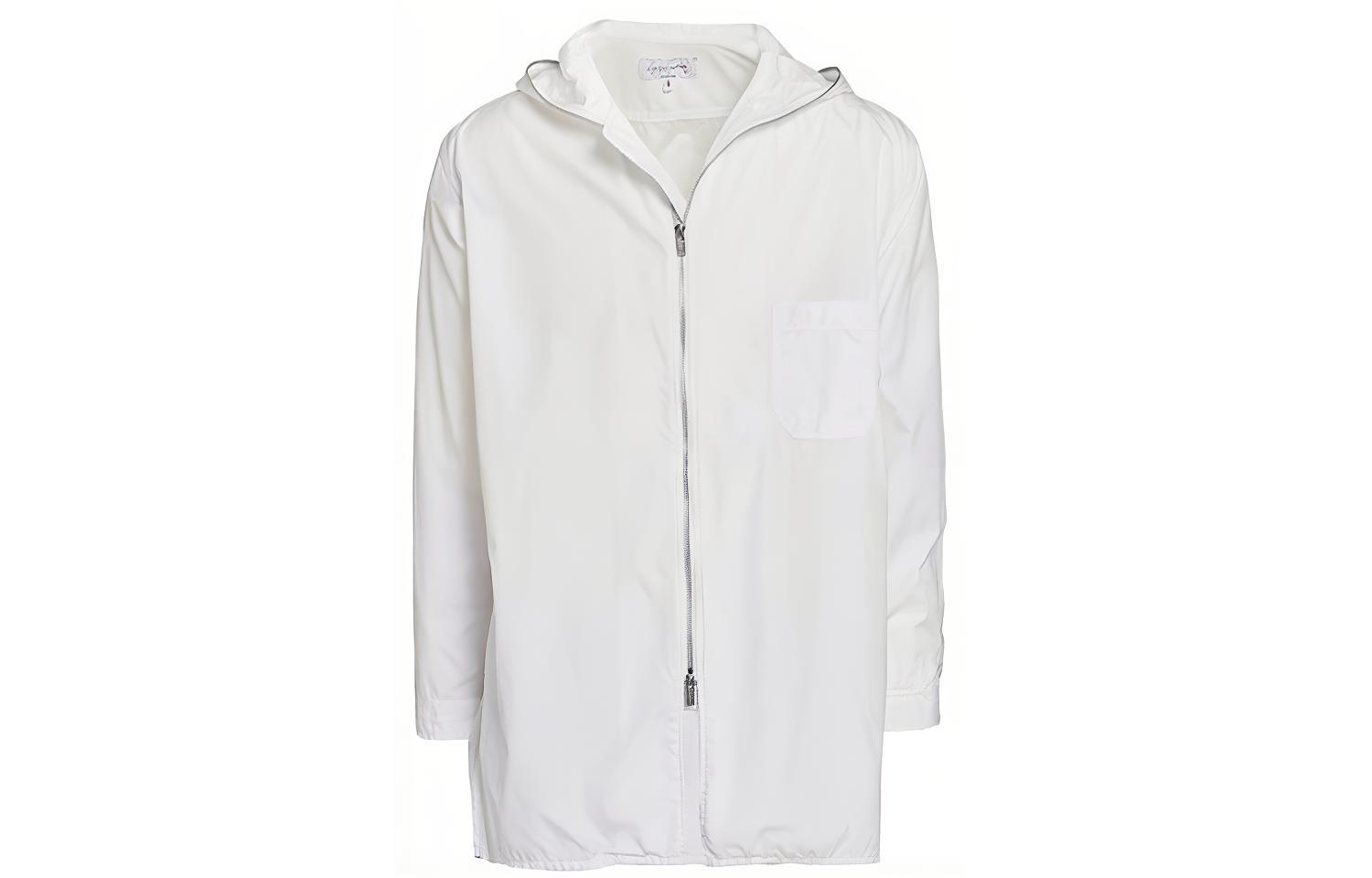 Yohji Yamamoto Plain White Hooded Jacket HD-B04-001-01
