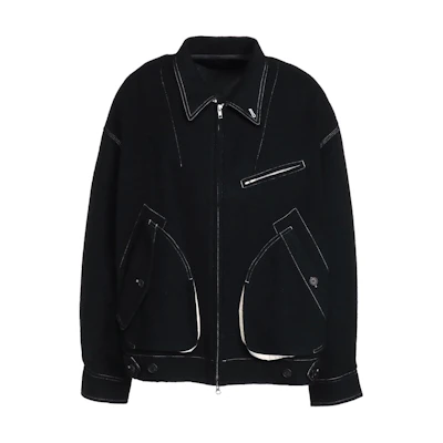 Yohji Yamamoto S'YTE Asymmetric Pocket Stitch Work Jacket Unisex Black UU-Y09-107-2