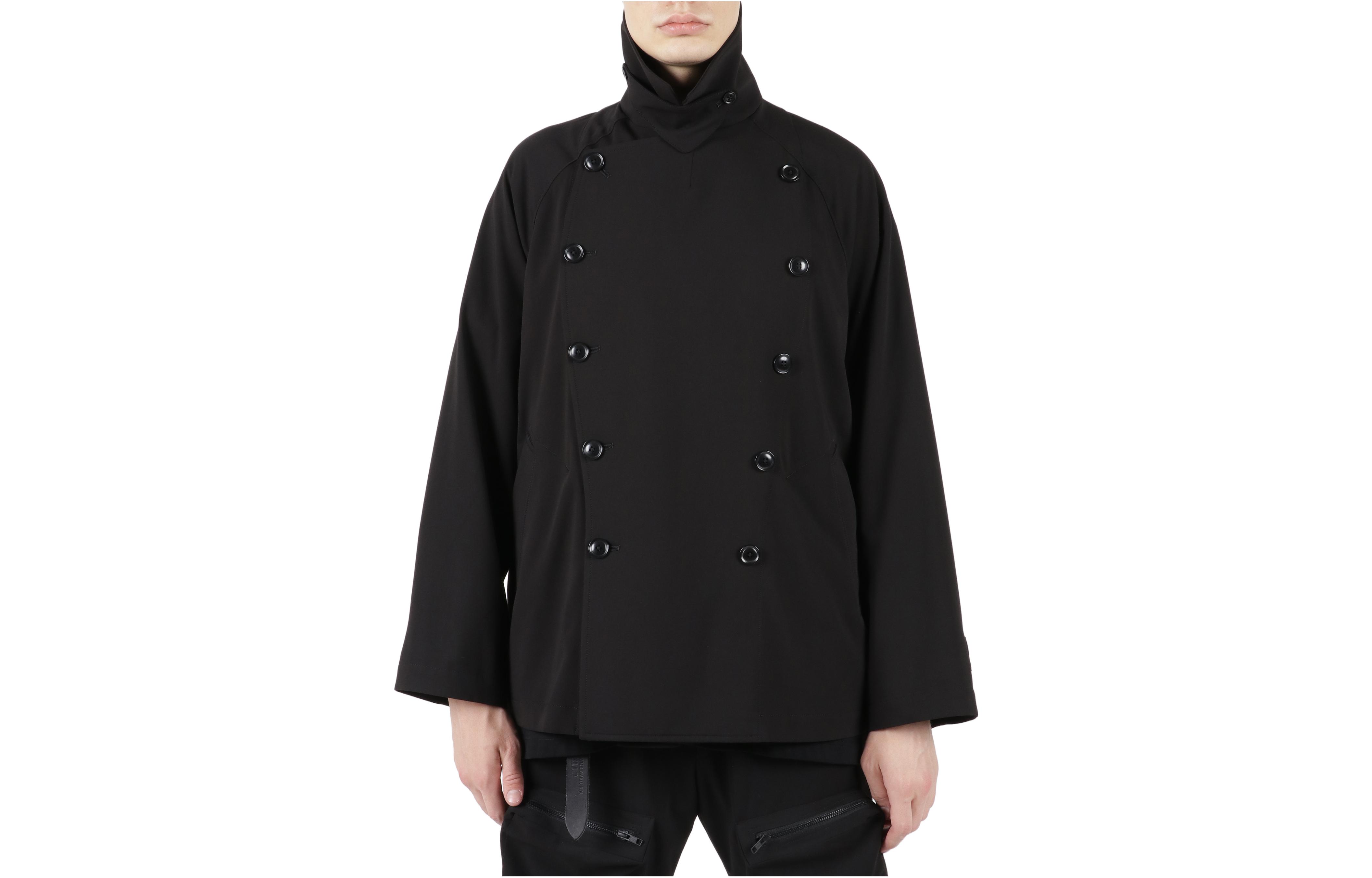 Yohji Yamamoto S'YTE Black Detachable Collar Double-Breasted Pilot Jacket Unisex UV-J30-912-1-03