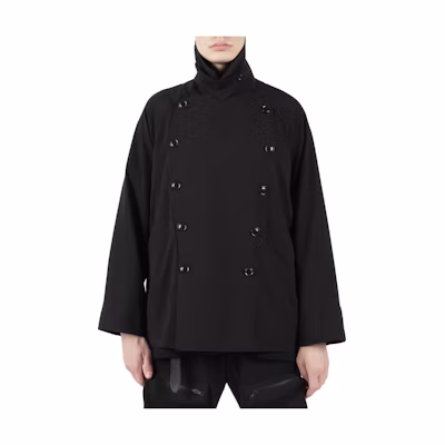 Yohji Yamamoto S'YTE Black Detachable Collar Double-Breasted Pilot Jacket Unisex UV-J30-912-1-03