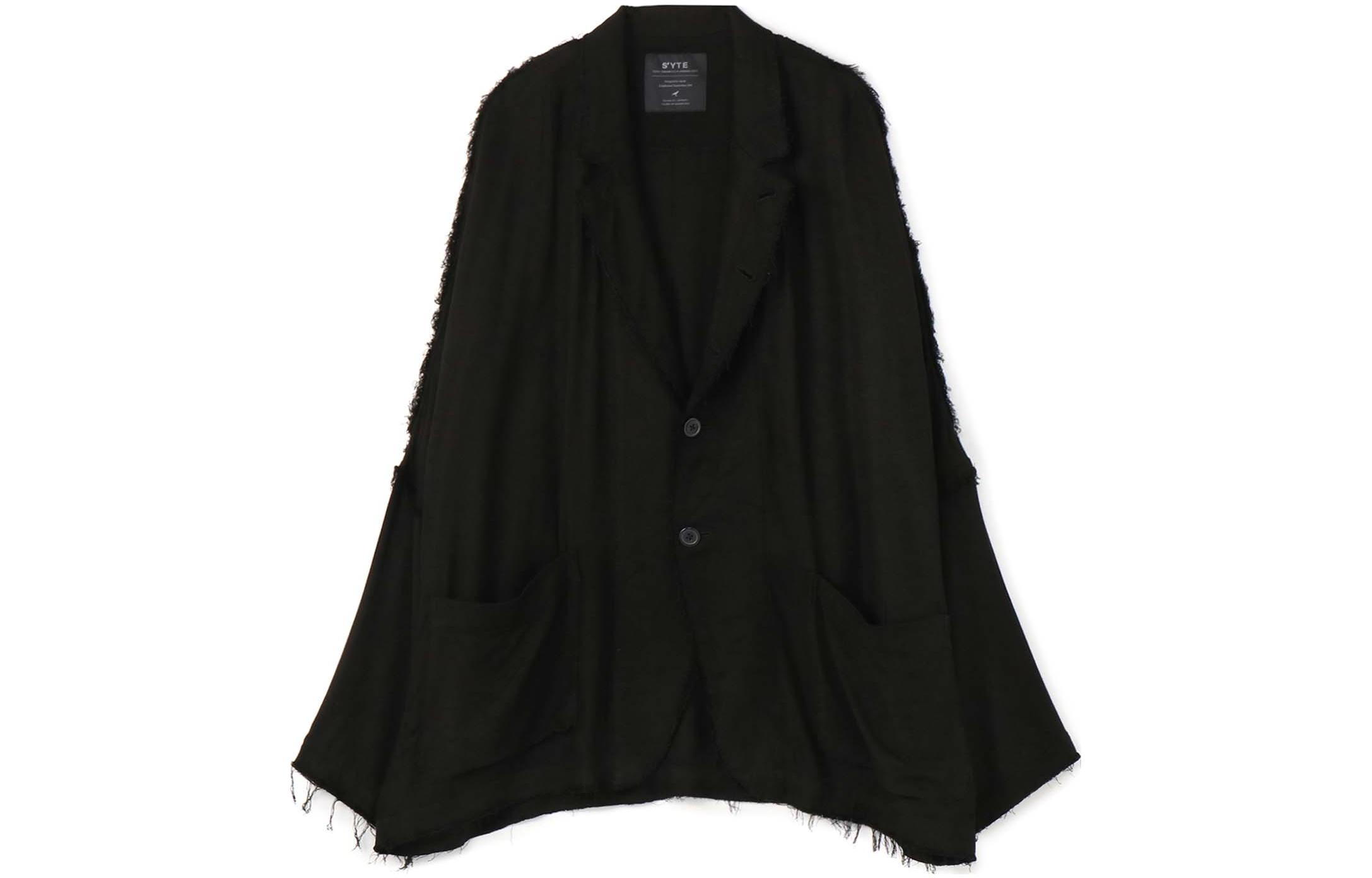 Yohji Yamamoto S'YTE FW22 Black Raw Hem Single-Breasted Pocket Jacket Unisex UQ-J04-203-2