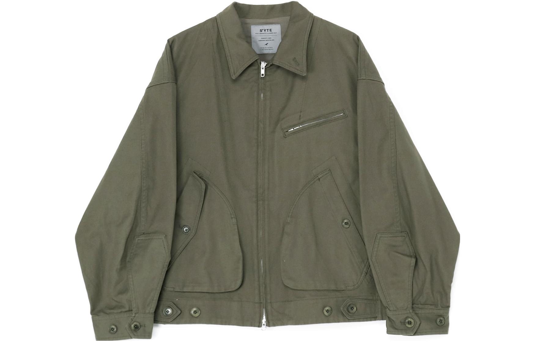 Yohji Yamamoto S'YTE FW23 Green Zip-Up Collared Jacket Unisex Long Sleeve UU-Y09-011-1