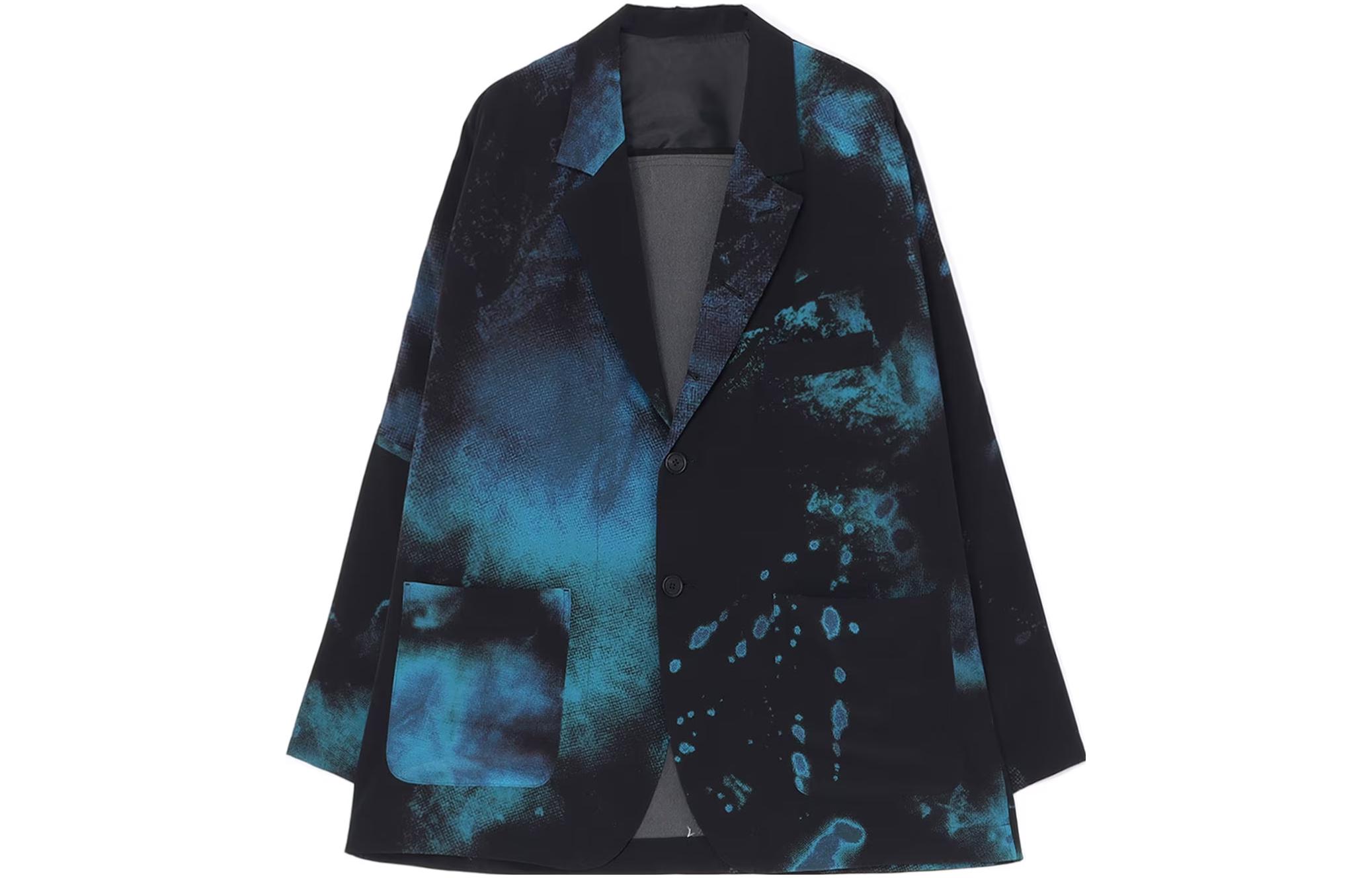 Yohji Yamamoto S'YTE FW23 Loose Fit Blue Paint-Splatter Button Down Jacket UI-J15-914-2