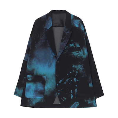 Yohji Yamamoto S'YTE FW23 Loose Fit Blue Paint-Splatter Button Down Jacket UI-J15-914-2