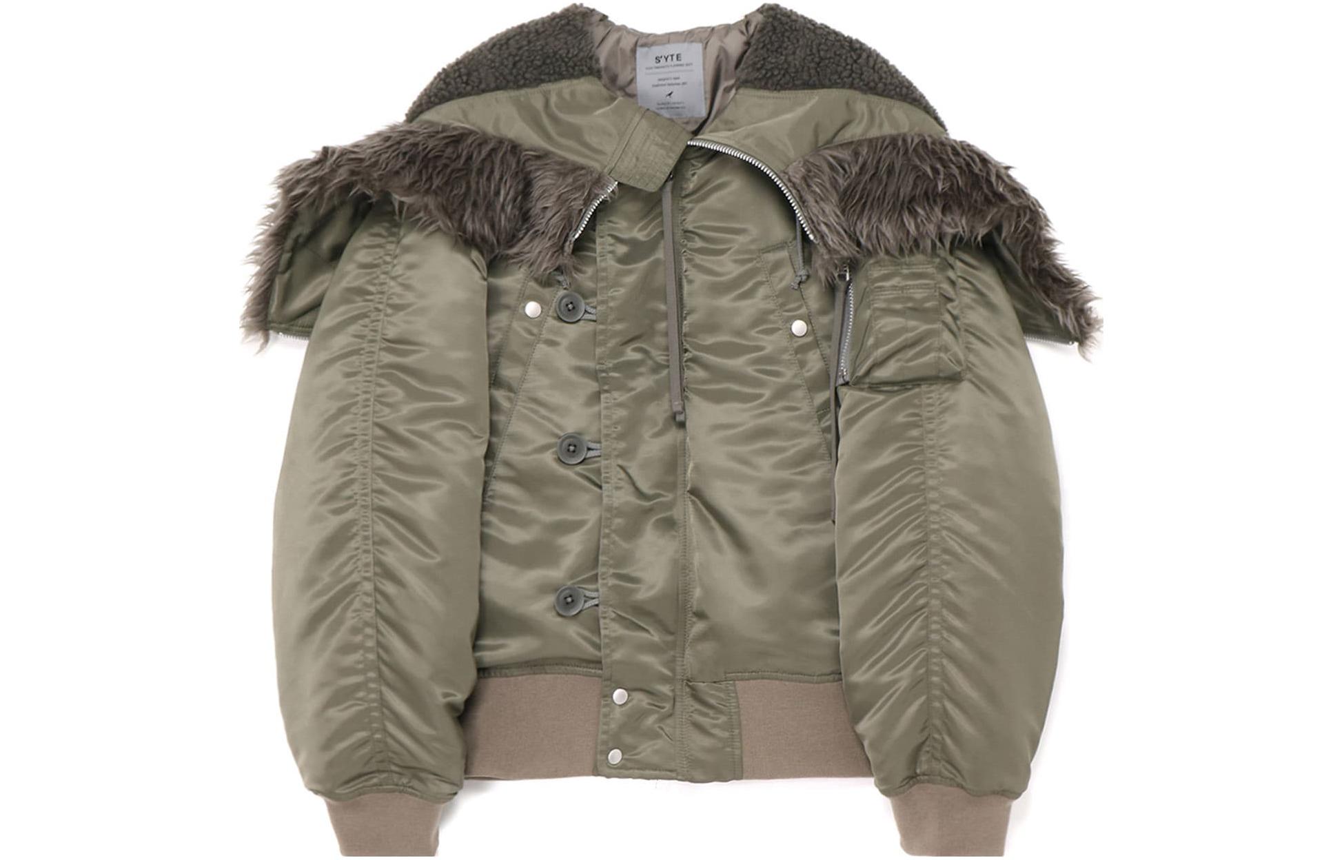 Yohji Yamamoto S'YTE FW23 Twill Oversized Hooded Flight Jacket Unisex Army Green UU-Y07-603-1